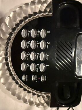 Vintage Columbia Brand Lucite Clamshell Phone Black Color Push Button lights up